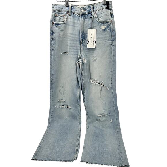 Zara Light Blue Flare & Wide Leg Jeans. NWOT - Picture 2 of 10